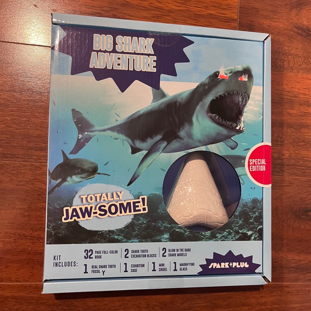 Spark Plug Big Shark Adventure Special Edition Kit Fossil Dig Book Ages 8+